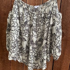 Open Shoulder Floral Blouse